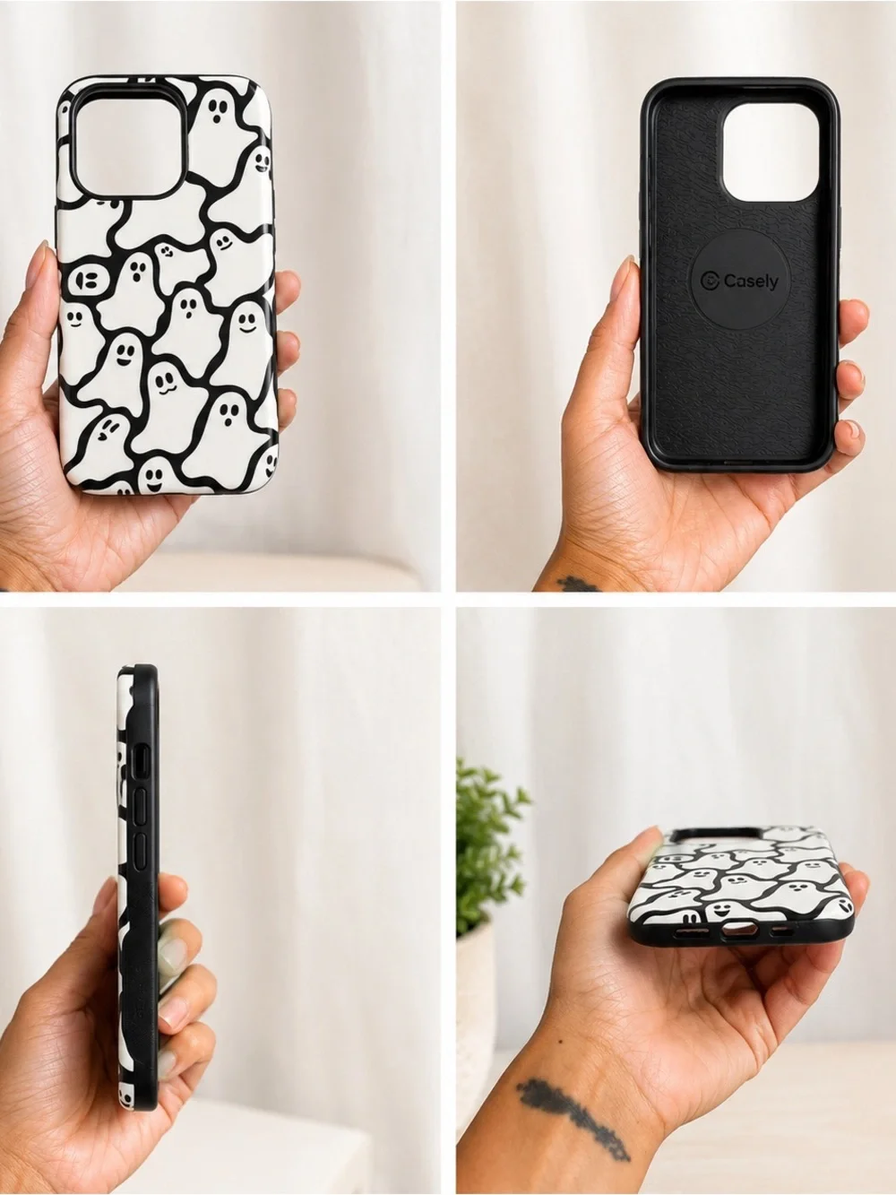 White Ghost Pattern Iphone 15 pro Case - Casely Brand